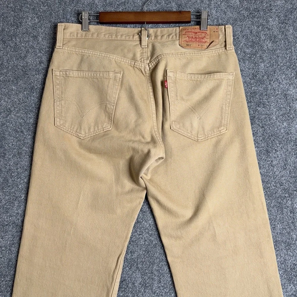 Vintage Levis 501 Jeans Mens 34x30 Brown Button Fly Straight Leg Denim Y2K